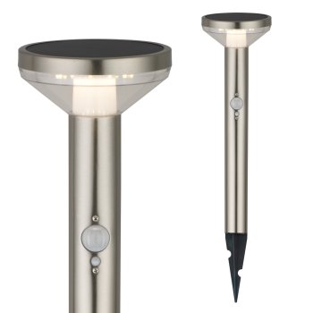Maclean MCE465 C/M LED Solar Lamp with Sensor, 3 Modes, IP44, Matte Chrome