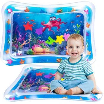 Sensory Baby Water Mat for Tummy Time with Fish
