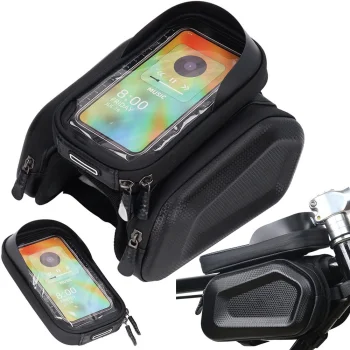 Waterproof Bike Frame Bag with Phone Case up to 7", Black