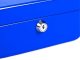 Metal cash box with key and compartments, 20x16x9 cm, blue