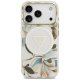Guess IML Glitter Flowers Triangle MagSafe Phone Case Cover iPhone 17 Pro - White