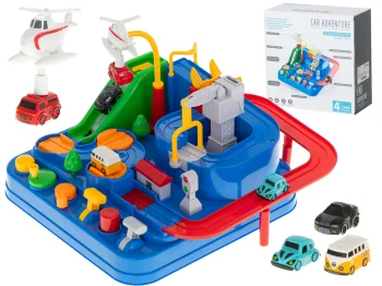 Interactive Car Obstacle Course Track Playset with Vehicles, 24x24 cm