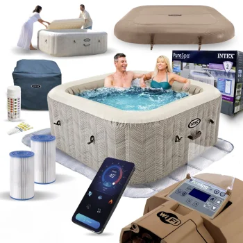 Intex 28446 PureSpa Inflatable Hot Tub for 4 Persons, 175x71 cm, Beige