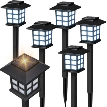 Solar LED Garden Lights with Twilight Sensor, 6 Pcs, Black