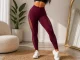 Women\'s High-Waisted Push-Up Fitness Leggings, S/M, Burgundy