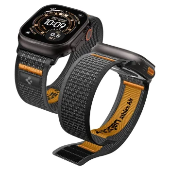 Spigen Athlex Air 2 dirželis Apple Watch (44 / 45 / 46 / 49 mm), juodas ir oranžinis