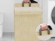 Foldable wall-mounted laundry basket for wall or door, beige