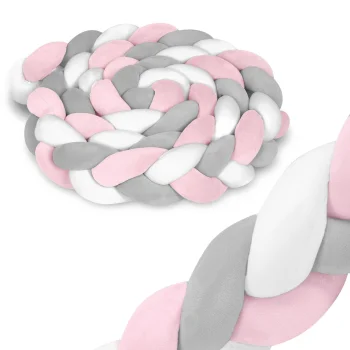 Ricokids vaikiškos lovytės apsaugėlė, 3 m, rožinė ir pilka