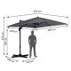 Plonos 488300 saliekams dārza saulessargs 420 cm ar pārvalku, grafīts