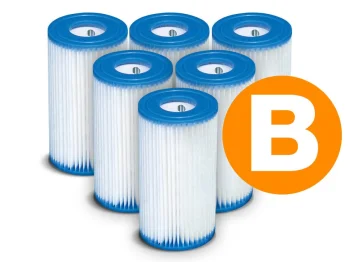 Intex 29005 Type B Paper Pump Filter Cartridges, 6 Pack