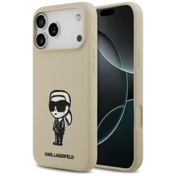 Karl Lagerfeld Silicone MagSafe Case for iPhone 17 Pro Max, Brown