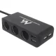 Maclean MCE117 Car Cigarette Lighter Socket Splitter, 3 Sockets, 4x USB, 120W