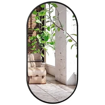 Leobert Oval Wall Mirror with Black Frame, 100x50 cm