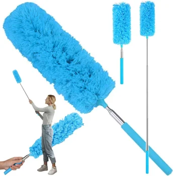 Telescopic microfiber dust brush, 35–83 cm, blue