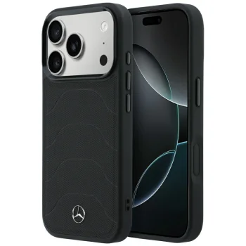 Mercedes Leather Mesh with Bow Line MagSafe Case for iPhone 18 Pro Max / 17 Pro Max, Black