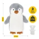 4Fizjo 1690 Kids Hot Water Bottle with Plush Penguin Cover, 750 ml, Grey