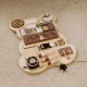 ECOTOYS Wooden Bear Busy Board for Toddlers Sensory Activity Panel 12 Elements