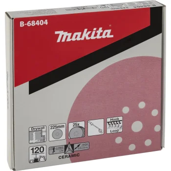 Makita Abrasive Sanding Discs 225mm, K120, Hook & Loop, 25 pcs