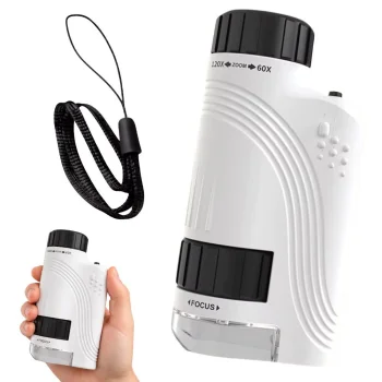 Compact Handheld Microscope 60x-120x Zoom with LED and UV Light