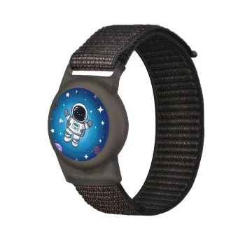 Apple AirTag Kids Nylon Wrist Strap Case with Astronaut Motif, Black