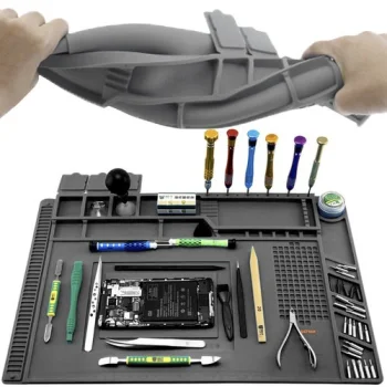Bigstren Silicone Service Mat with Magnetic Pockets Grey, 30x45cm