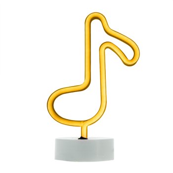 Music Note LED Neon Sign for Room Decor, Forever Light FSNE07, USB Powered, Warm White