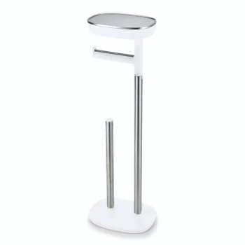 Joseph Joseph EasyStore Freestanding Toilet Roll Holder, Silver/White