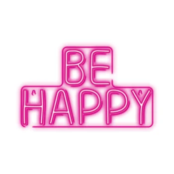 Neolia BE HAPPY LED Neon Sign, Pink