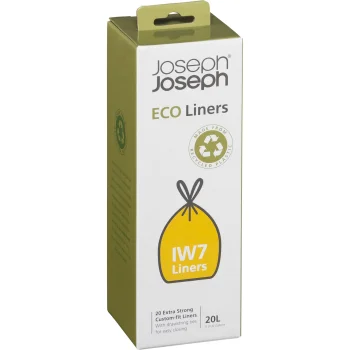 Joseph Joseph IW7 20L Recycled Bin Liners with Drawstring, 20 pcs, Grey