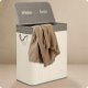 Massido 100 L Bamboo Laundry Hamper with Lid, 2 Compartments