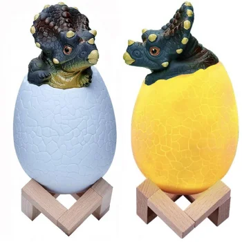 Triceratops Dinosaur Egg RGB LED Night Light for Kids
