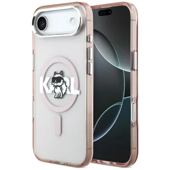 Karl Lagerfeld IML Choupette Sketch Logo MagSafe Case for iPhone 17 Air, Pink