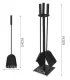 Kaminer PK012 Fireplace Tool Set 4-in-1, Black