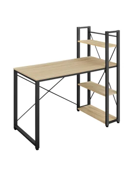 Leobert Computer Desk with Shelves, Adjustable Feet, Sonoma Oak