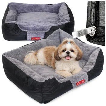 Plush Sofa Dog Bed for Small and Medium Dogs with Washable Cover