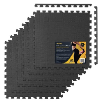 Neo-Sport Puzzle Mat for Yoga Fitness Gym 60x60x1cm, Set of 6 Pcs., Black