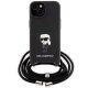 Чехол Karl Lagerfeld для iPhone 15 Saffiano Ikonik Monogram Crossbody, черный