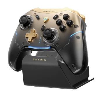 Machenike G5Pro Flagship Wireless Game Controller with Charging Station, Black and Gold