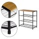 Shoe Rack ModernHome 3-Tier Industrial Stand with Wood Top for Entryway, Black