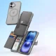 Dux Ducis Lawa Leather Case for iPhone 16 with Detachable Wallet, Gray