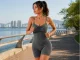 Women\'s Push Up Fitness Sports Romper, Short, S/M, Grey