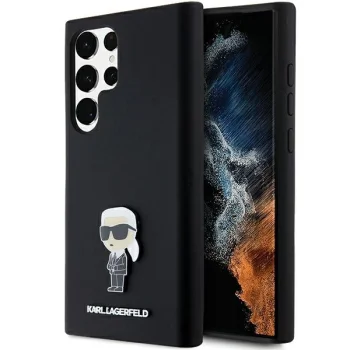 Karl Lagerfeld Samsung Galaxy S23 Ultra Case Silicone Ikonik Metal Pin, Black