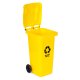 120L Plastic Waste Container with Rubber Wheels, Yellow