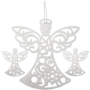 Christmas Tree Ornaments Glitter Angels, 3 pcs, White