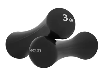 4Fizjo Cast Iron Dumbbells with Vinyl Coating 8-shape, 2 x 3 kg, Black