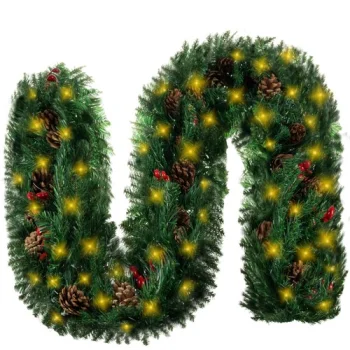 Ruhhy Christmas Pine Garland with LED Lights, 2.7m