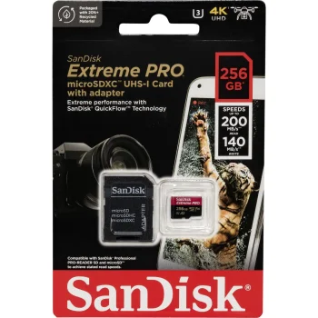 Memory Card SanDisk Extreme Pro microSDXC 256GB UHS-I U3 A2 V30
