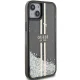 Guess iPhone 15 Plus / 14 Plus Case Liquid Glitter Gold Stripes, Black