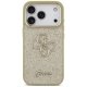 Guess Fixed Glitter Big 4G Metal Frame Case for iPhone 17 Pro, Gold