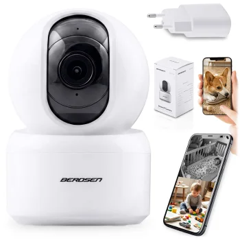Berdsen BD-940 3MP PTZ IP Camera and Baby Monitor, White